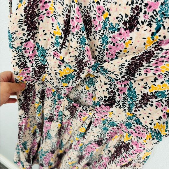 Free People Miss Right Cream & Purple Floral Print Mini Dress with Front Keyhole - Picture 11 of 12